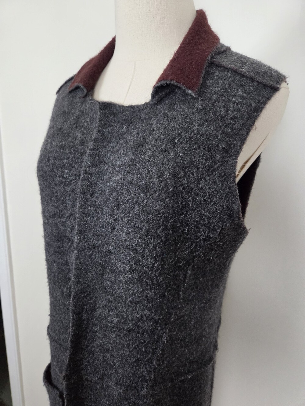 Anthropologie Moth Long Wool Vest Size XS Grey Soft Stretchy (c1) - Picture 5 of 14